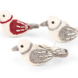 Filz-Vögel „Mini Pearl Birds“ – 3er-Set Weihnachtsdeko aus Wolle