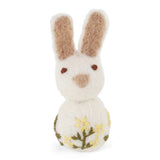 Filz-Hase mit Blumenstickerei / weiß