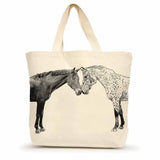 große, handgefertigte Tote Bag mit Pferden "Kissing Horses"