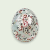 Keramik Dekorationsei / floral grau mint