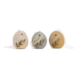 gefilzte Eier mit Stickerei / Vögel (3er Pack)