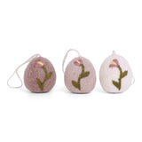 gefilzte Eier mit Stickerei / Tulpe (3er Pack)