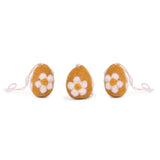 gefilzte Eier mit Blumen / gelb (3er Pack)