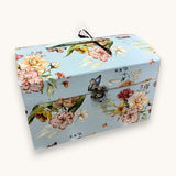 Aufbewahrungskoffer - hellblau mit Blumenmuster