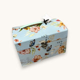 Aufbewahrungskoffer - hellblau mit Blumenmuster