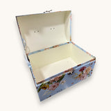Aufbewahrungskoffer - hellblau mit Blumenmuster