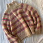 Detail des Norma Sweater mit mehrfarbigem Muster aus Isager Tweed, Silk Mohair und Tvinni
