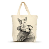 mittlere, handgefertigte Tote Bag mit Siebdruck Katze "Tammy"