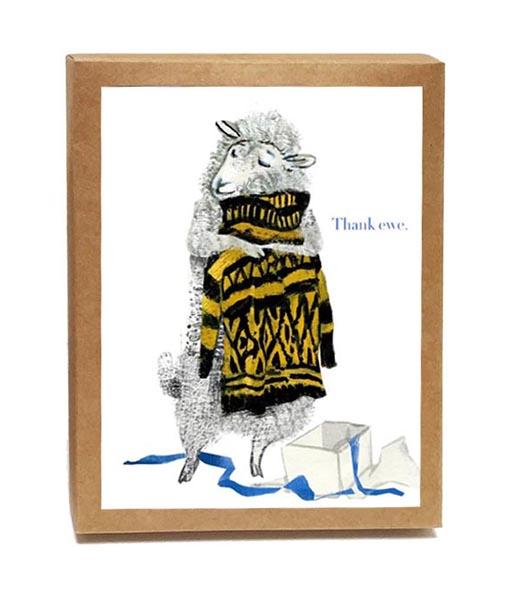 8er Grußkartenbox "Thank Ewe"