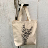 kleine handgefertigte Tote Bag mit Siebdruck "Alpaka"