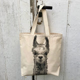 kleine handgefertigte Tote Bag mit Siebdruck "Llama"